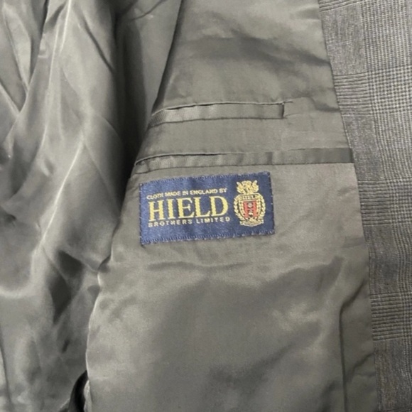 Mens Glen Check Blazer Dbl Breasted 44R Grey Wool Hield Brothers England Made - Picture 6 of 7